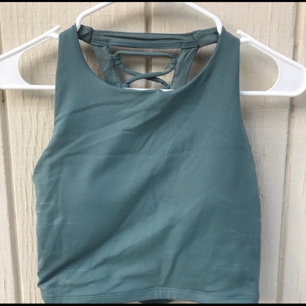 Green crop sports bra